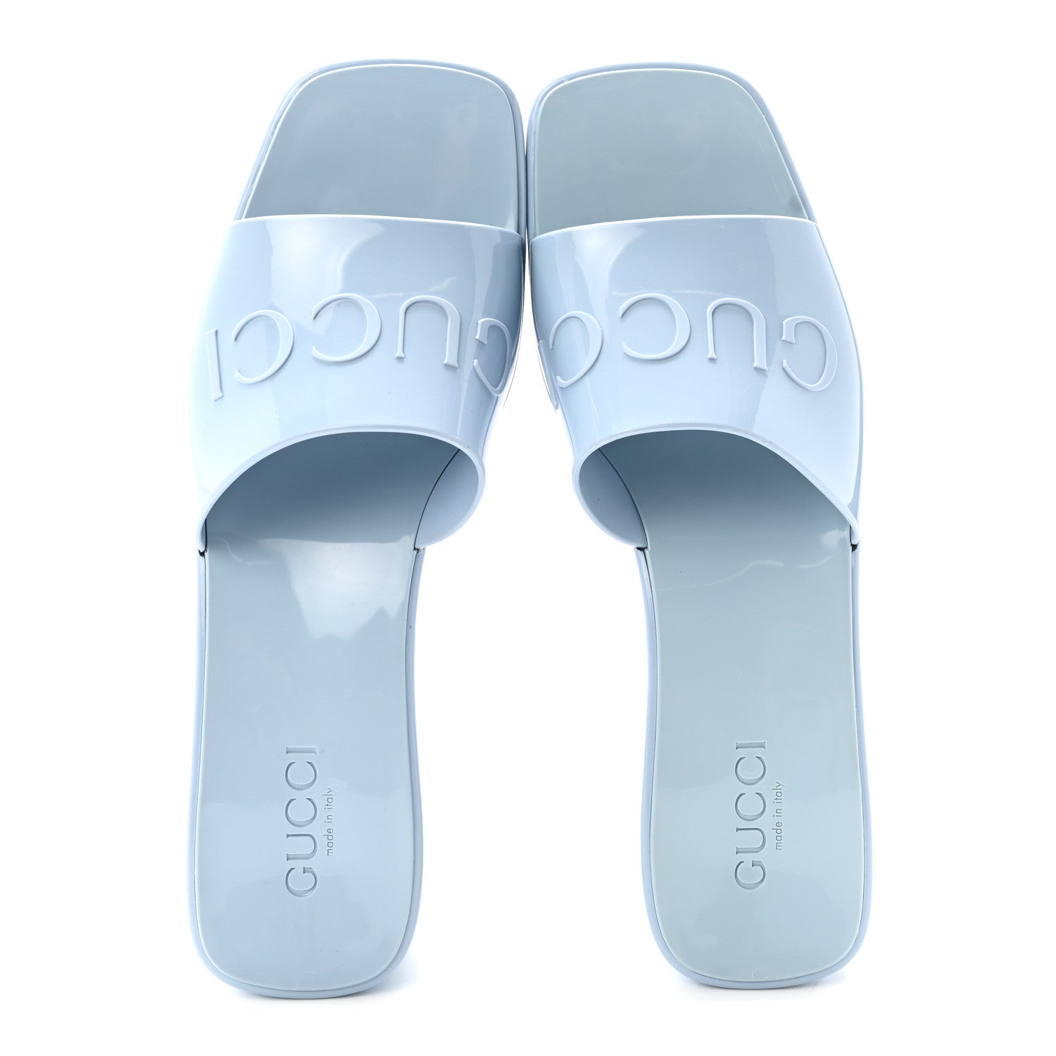 Rubber Gucci Logo Womens Platform 20/60mm Slide Sandals 41 Porcelain Light Blue