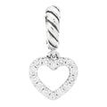 Sterling Silver Diamond Micro Pave Open Heart Amulet Pendant