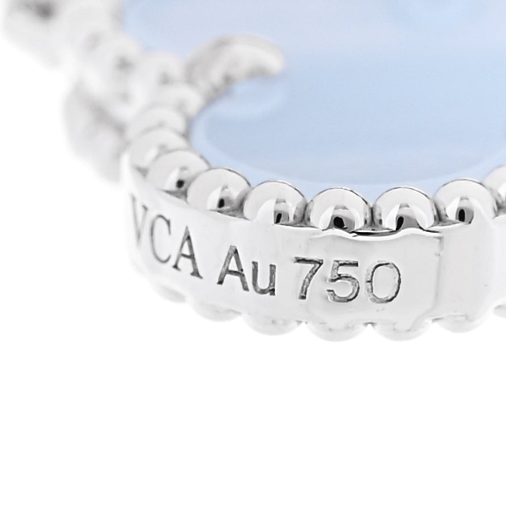18K White Gold Chalcedony 5 Motifs Vintage Alhambra Bracelet