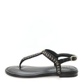 Lambskin Embroidered CC Thong Sandals 39 Black