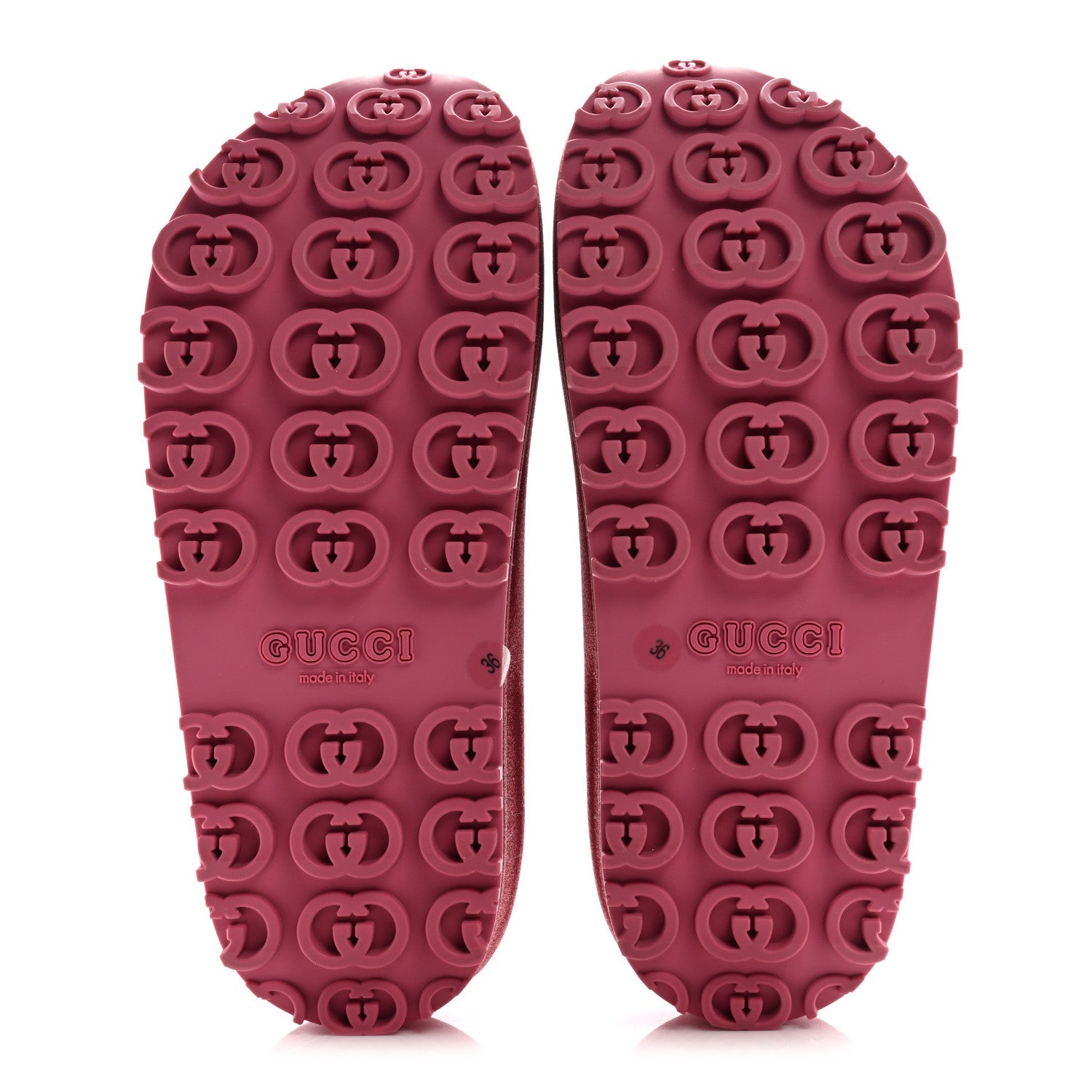 Glitter Rubber Womens Interlocking G Platform 42mm Slide Sandals 36 Rose