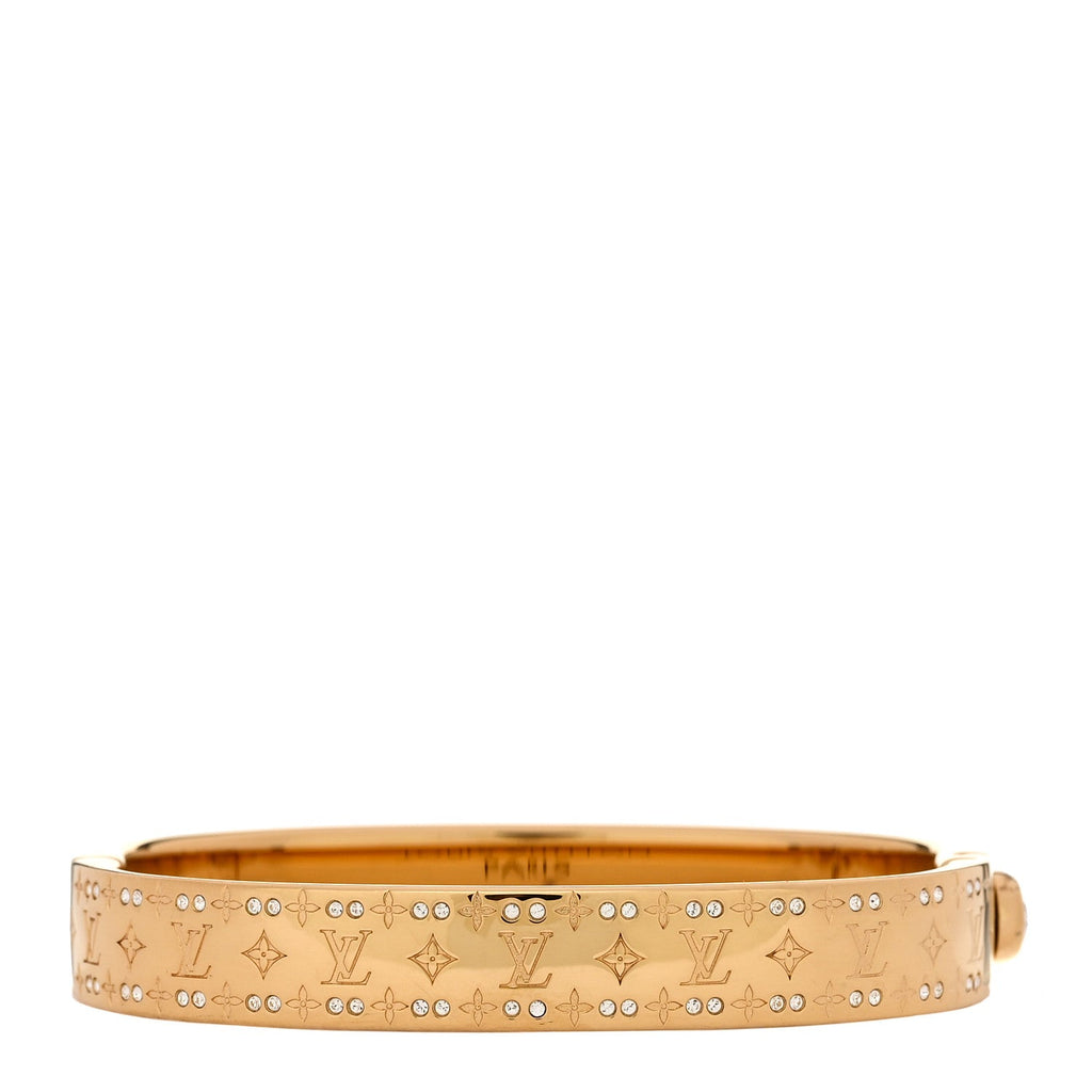 Brass Crystal Monogram Nanogram Strass Cuff S Gold