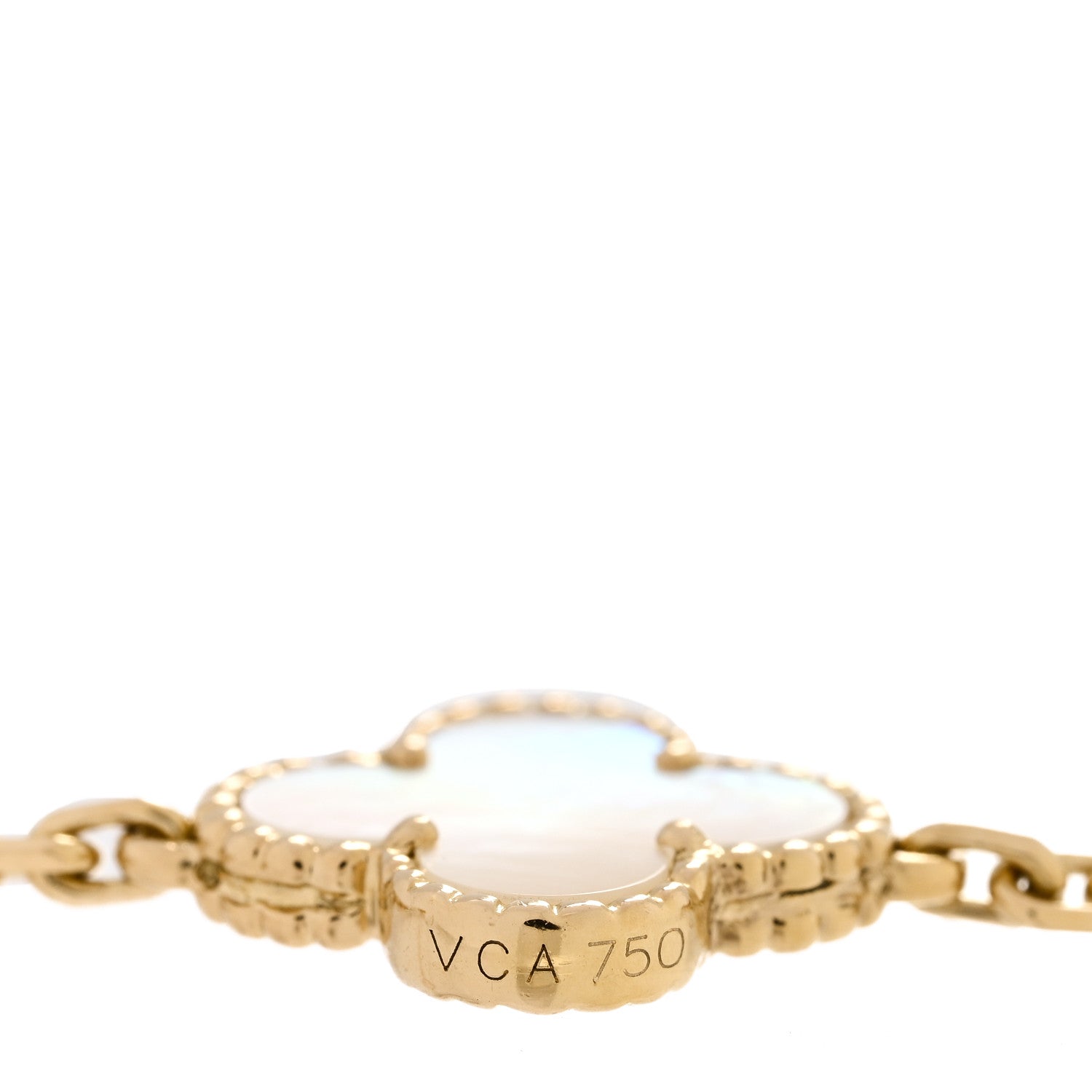 18K Yellow Gold Mother of Pearl 10 Motifs Vintage Alhambra Necklace