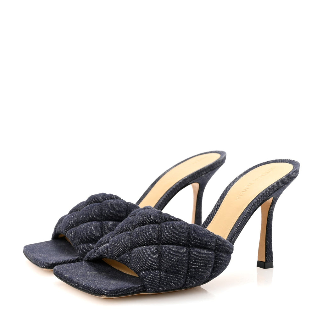 Denim Matelasse Padded Mule Sandals 37.5 Indigo