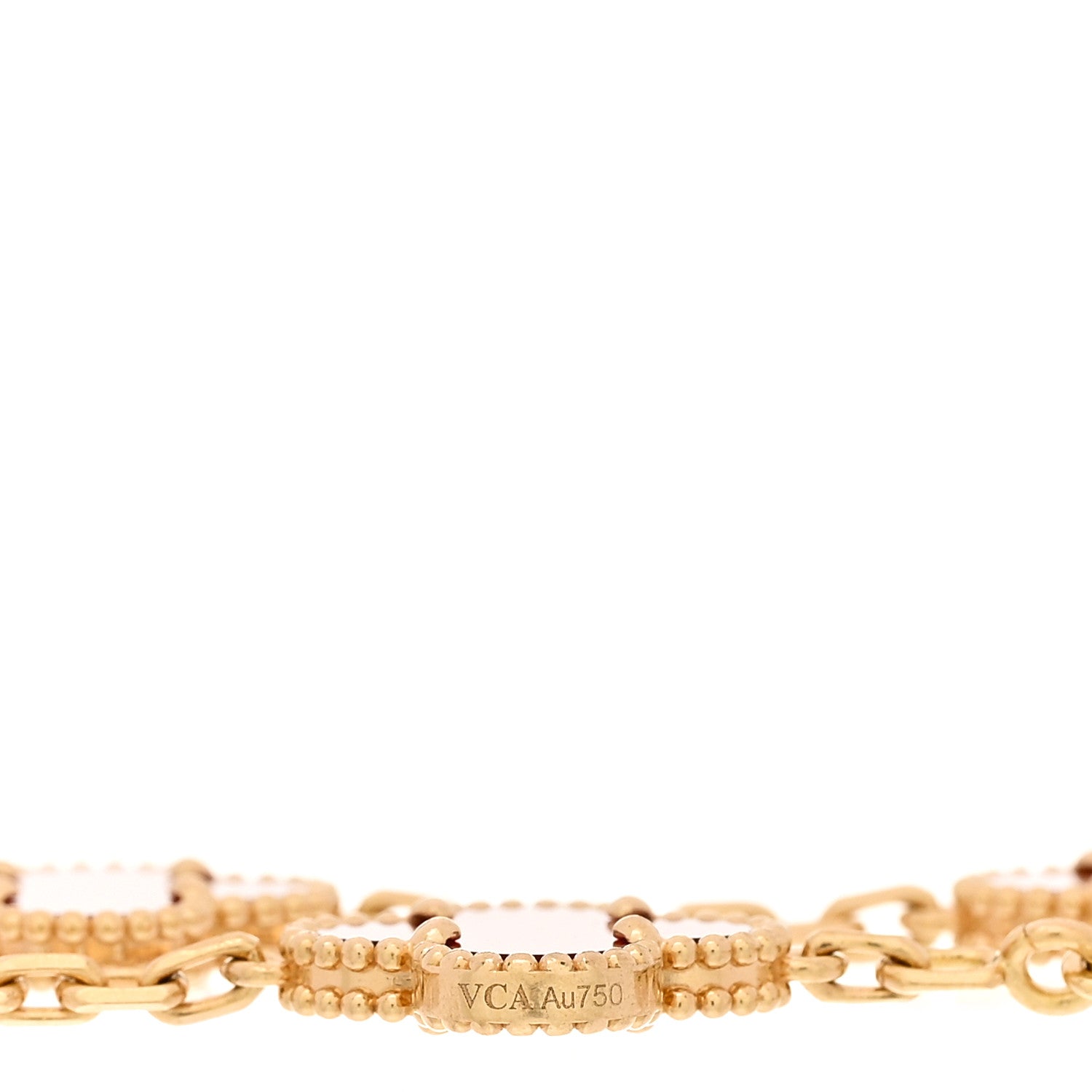 18K Yellow Gold Carnelian 5 Motifs Vintage Alhambra Bracelet