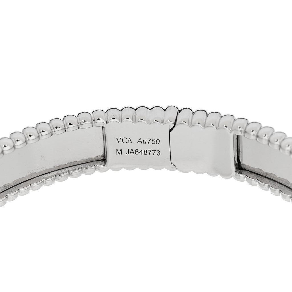 18K White Gold Perlee Signature Bangle Bracelet M