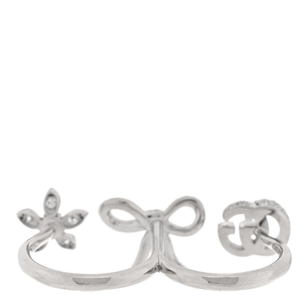 18K White Gold Diamond Flora Bow Flower Ring M
