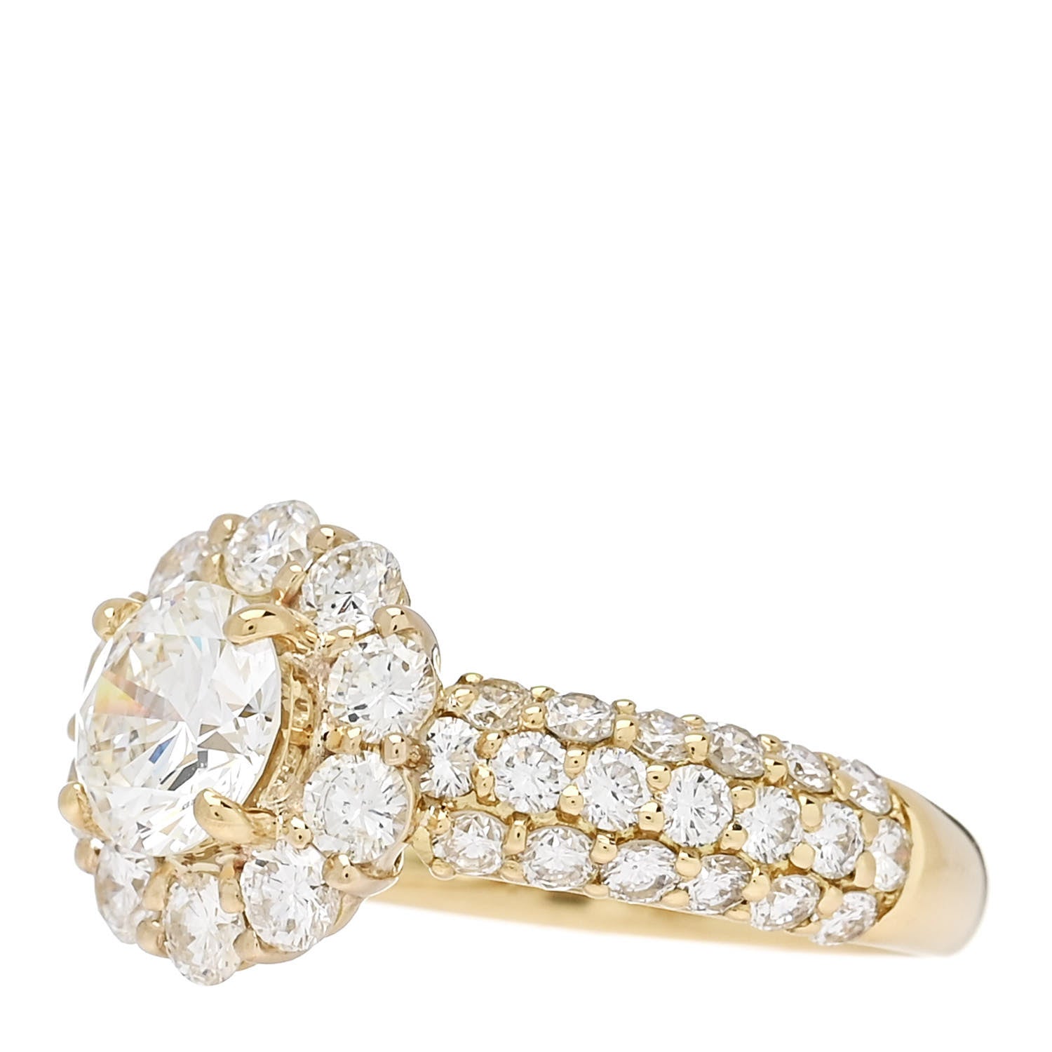 18K Yellow Gold Diamond 1.01ct Halo Engagement Ring 53 6.25