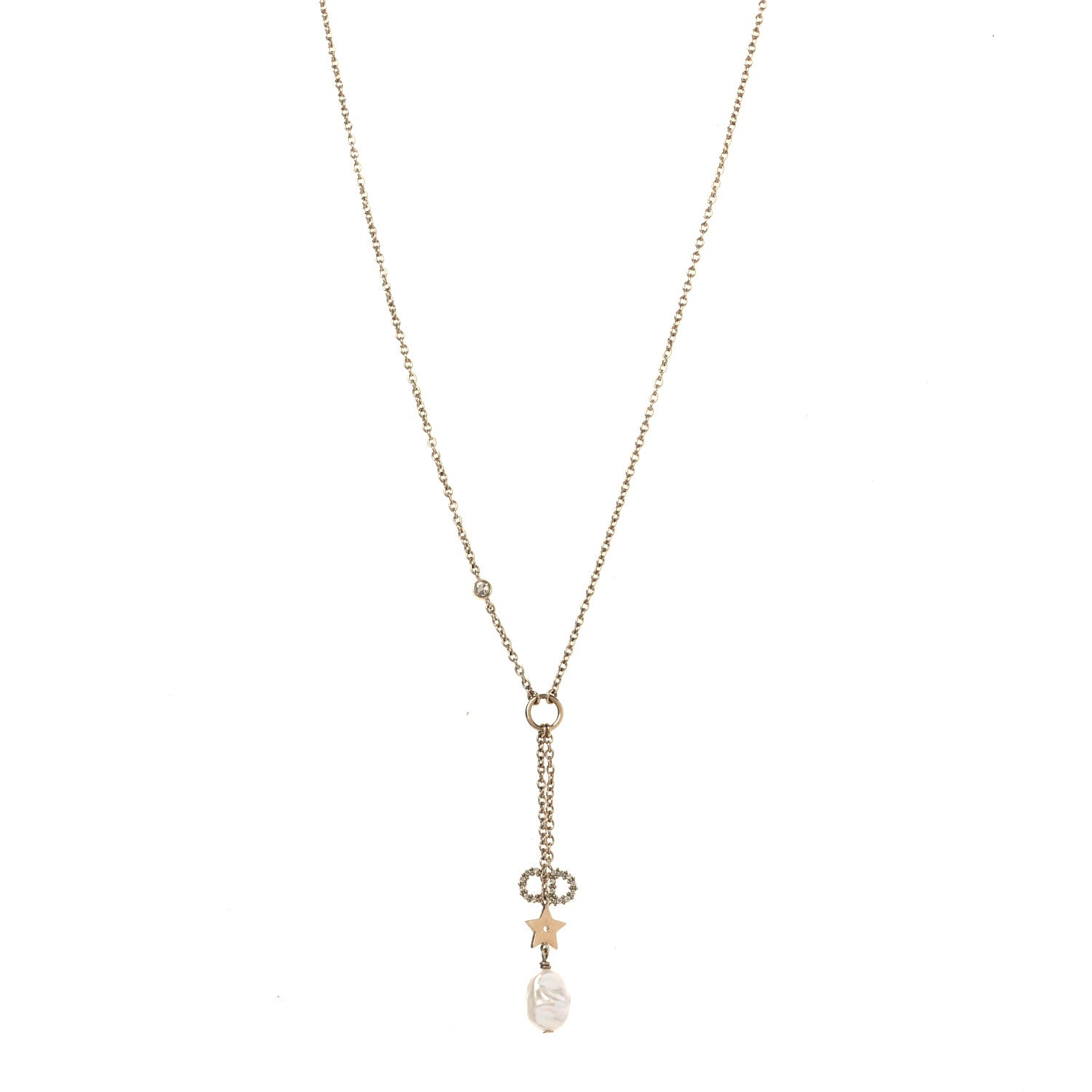 Crystal Pearl CD Shiny-D Tribal Long Necklace Gold