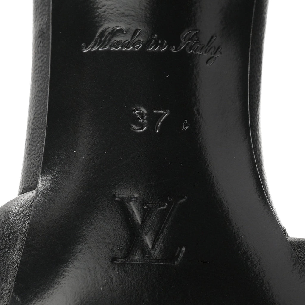 Lambskin Embossed Monogram Revival Mid Heel Mules 37 Black