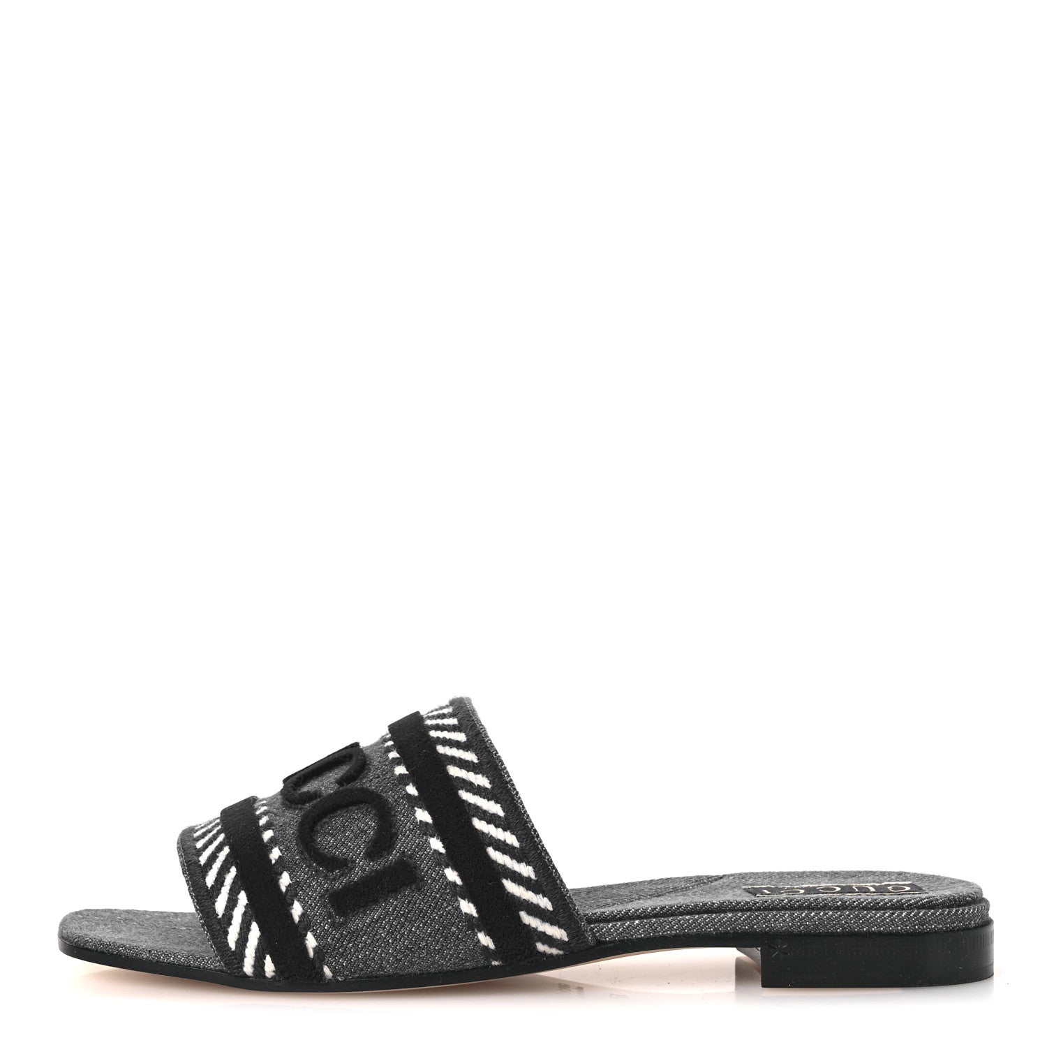 Plain Spain Denim Logo Slide Sandals 37 Light Blue