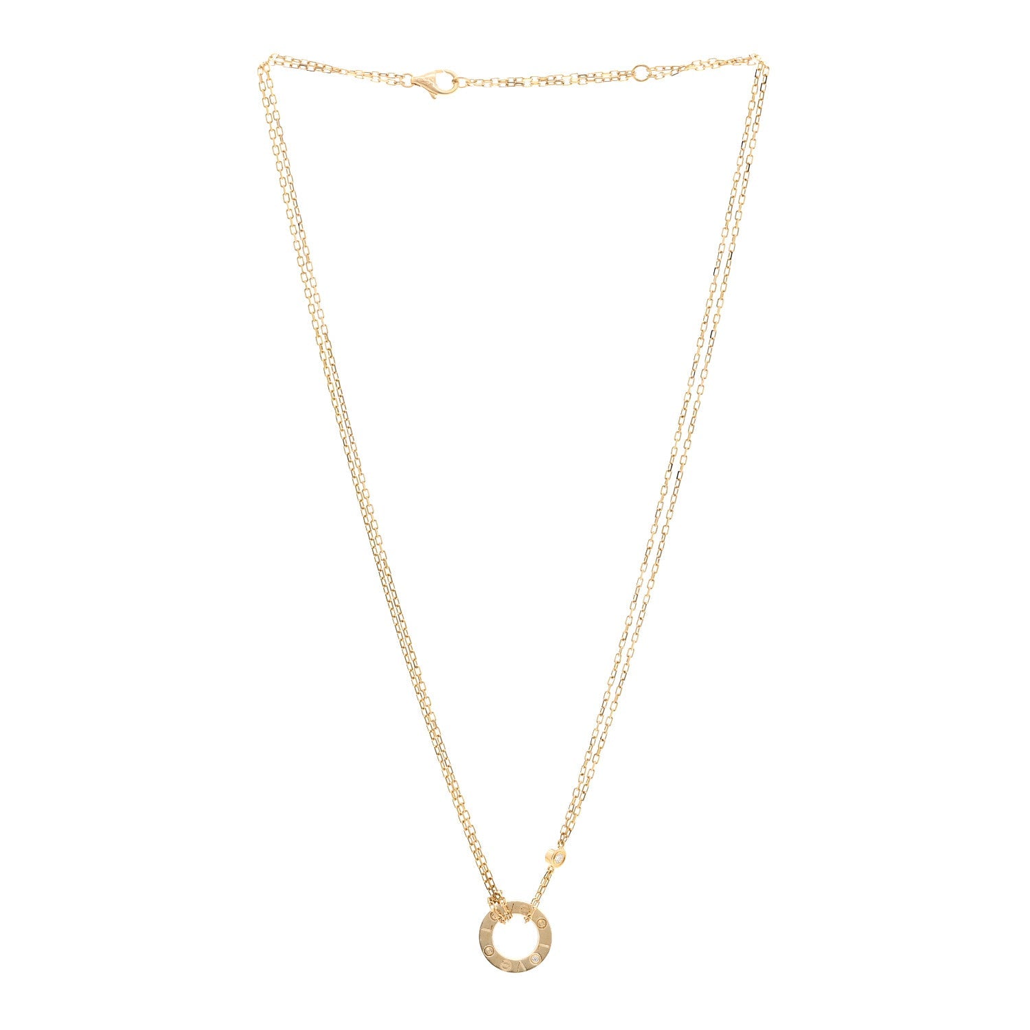 18K Yellow Gold 2 Diamond LOVE Necklace