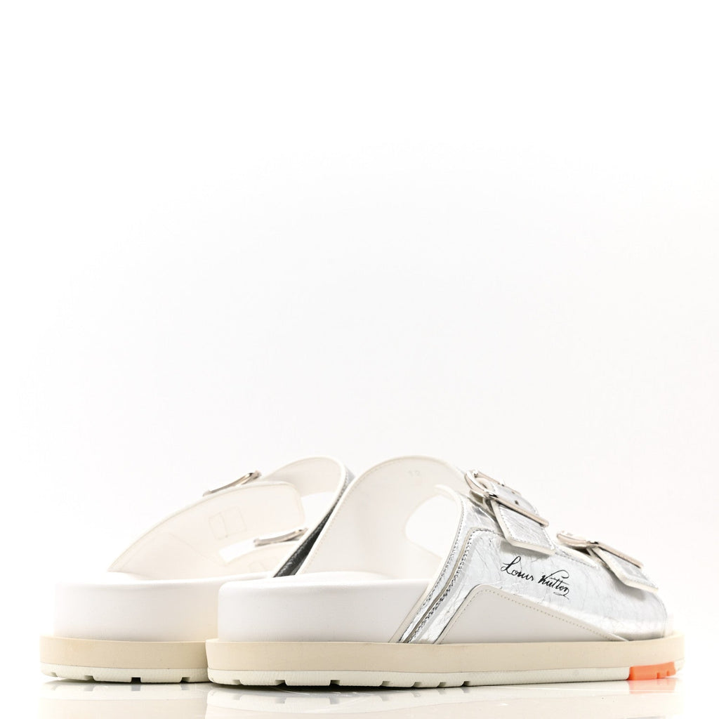 Metallic Mix Materials Mens LV Script Trainer Mules 12 Silver Multicolor