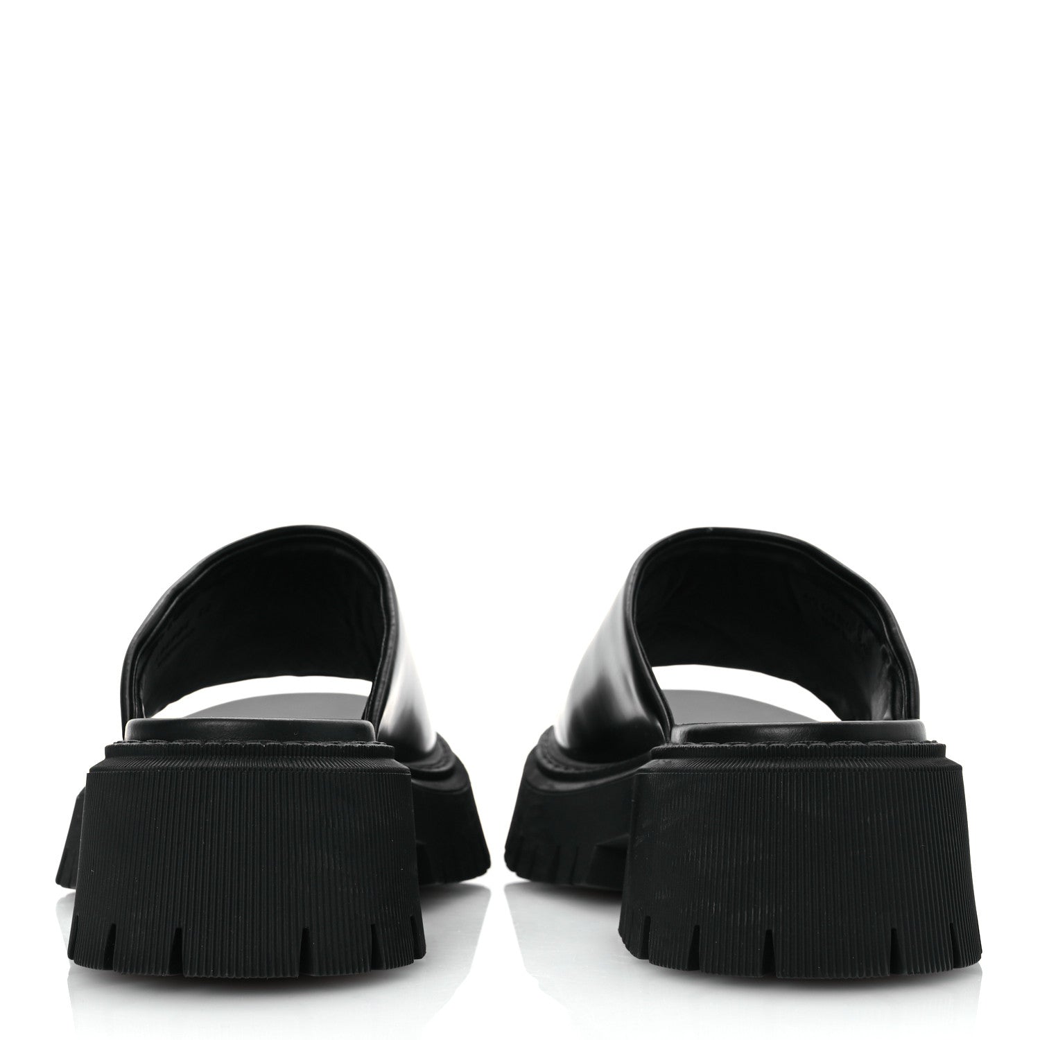 Jive Smooth Calfskin Logo Embossed Womens Tractor Platform 38 Black