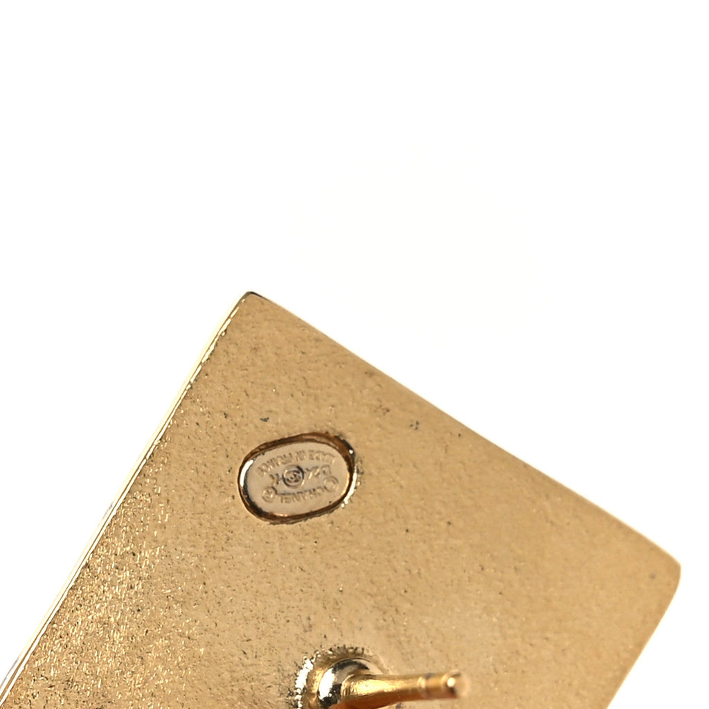 Metal CC Square Earrings Gold