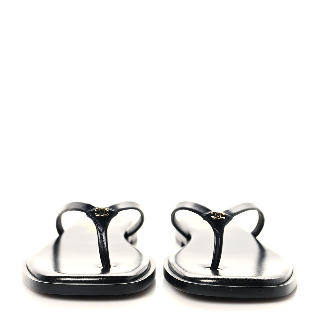 Goatskin CC Times Square Thong Sandals 39 Black