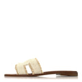 Linen Canvas Fringe Oran Sandals 39 Beige