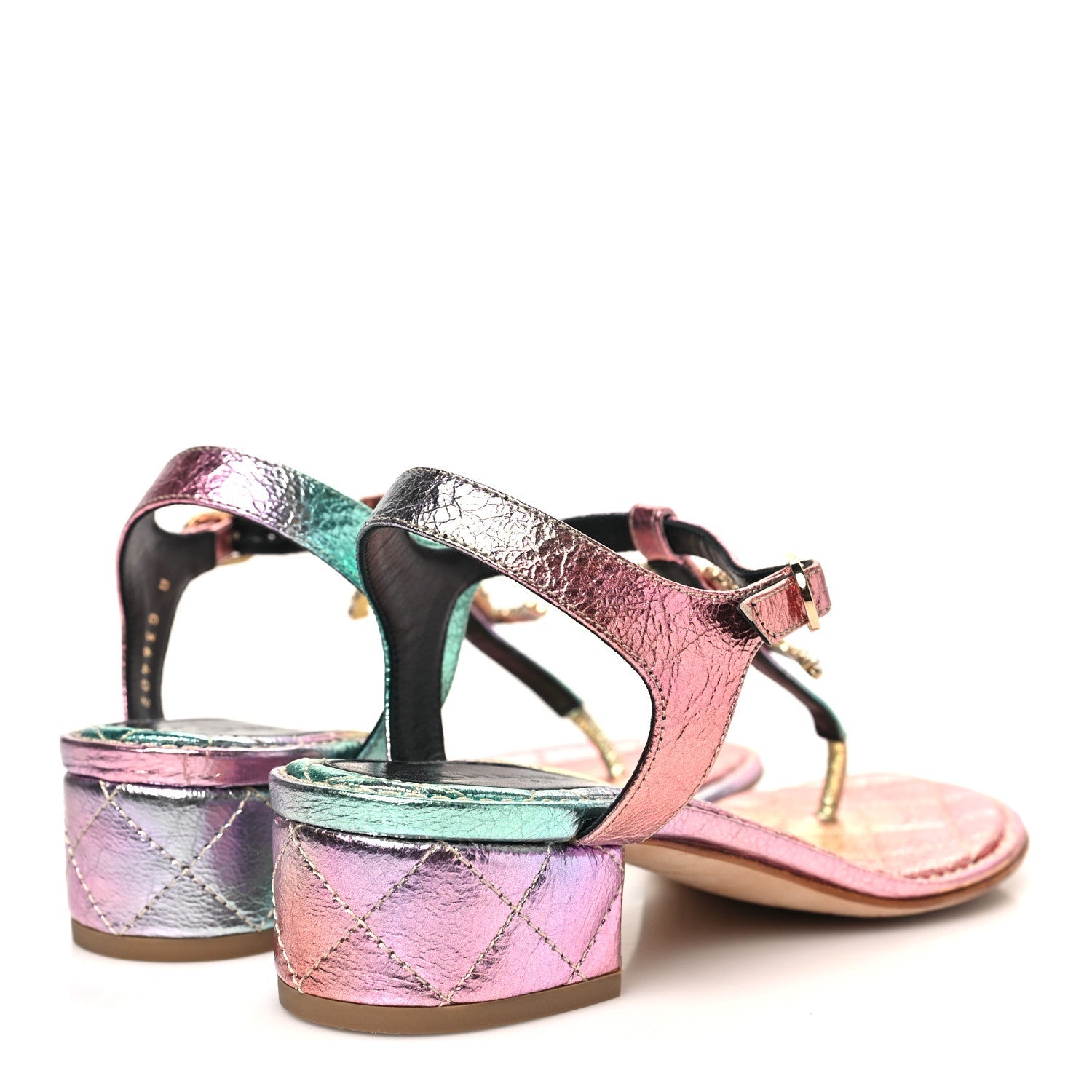Goatskin Fantasy CC Pearl Thong Sandals 35.5 Multicolor