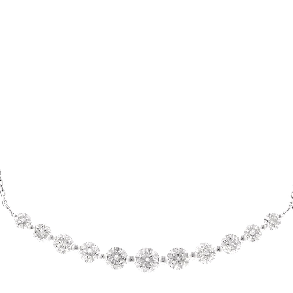 18K White Gold Diamond 1.00ctw Graduated Station Necklace