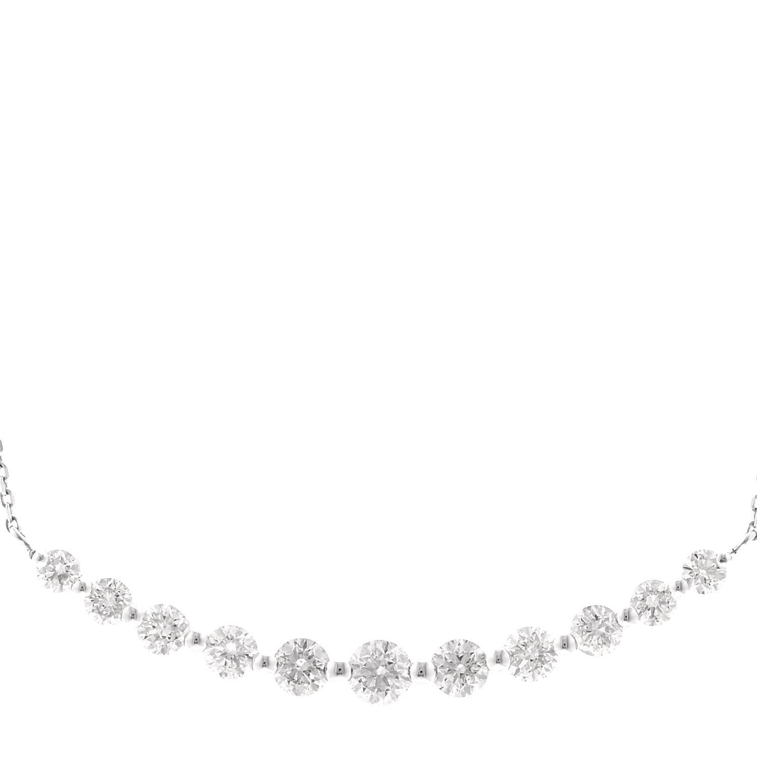 18K White Gold Diamond 1.00ctw Graduated Station Necklace