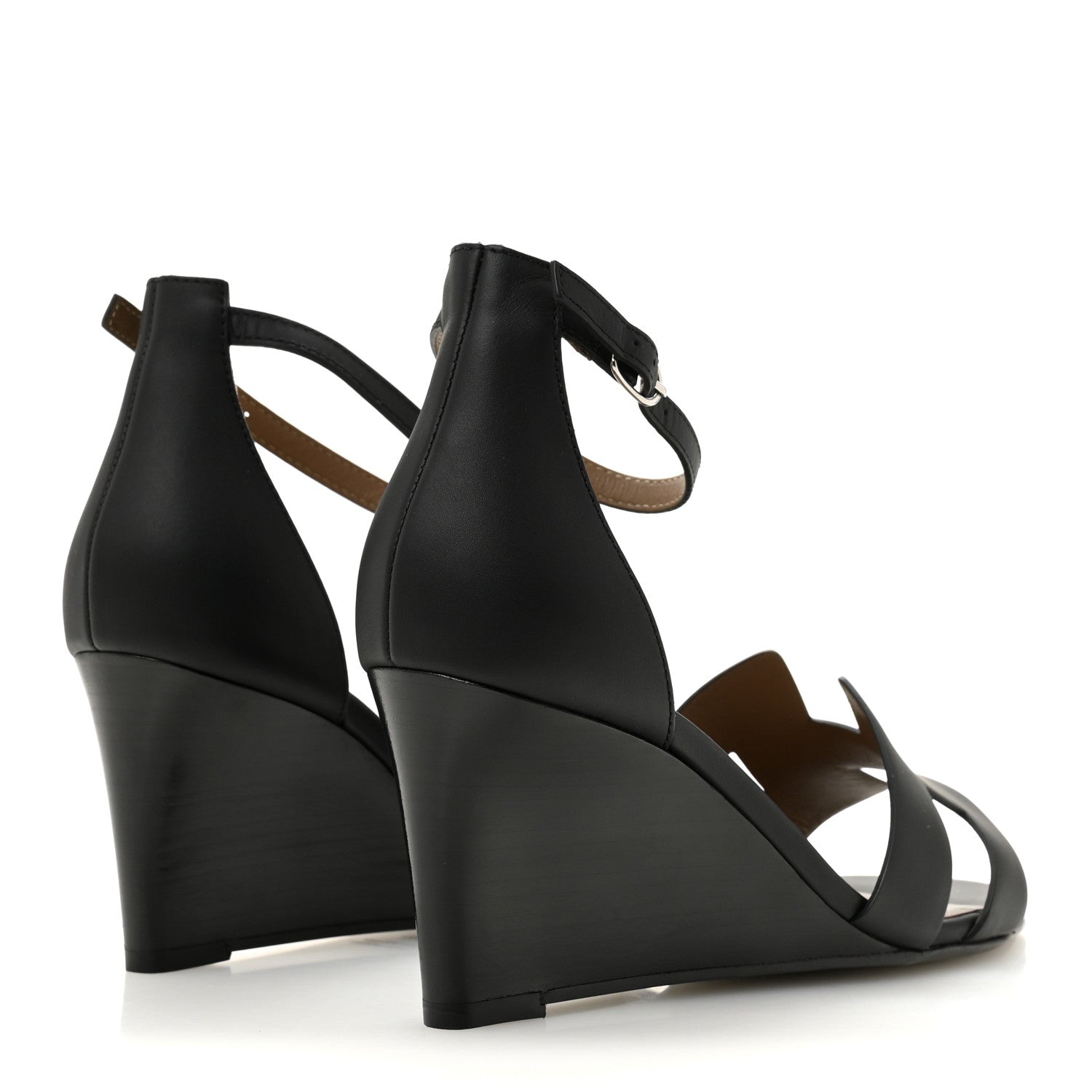 Calfskin Legend Wedge Sandals 38.5 Black