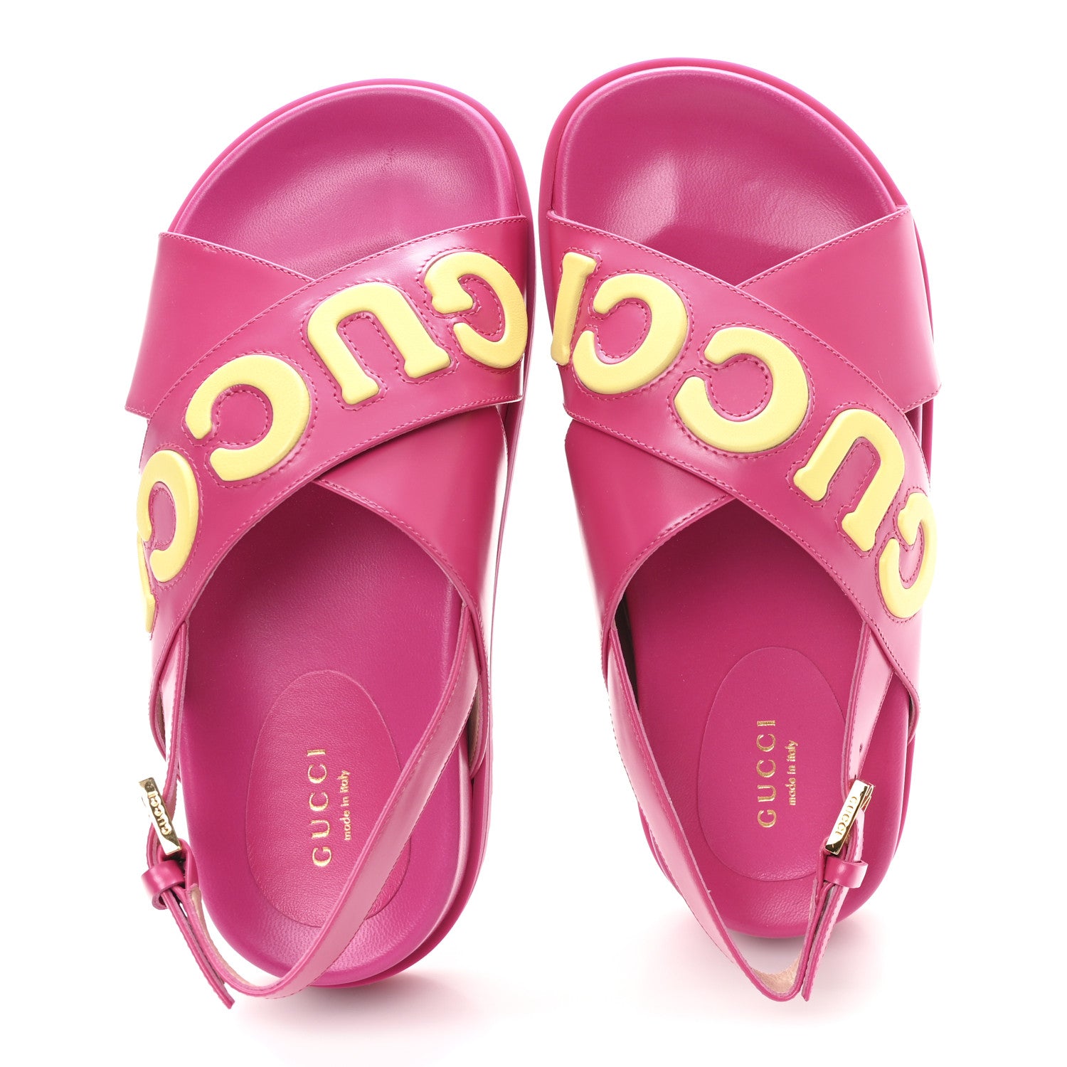 Calfskin Elizabeth Nappa Charlotte Logo Slingback Sandals 36.5 Fancy Fuchsia