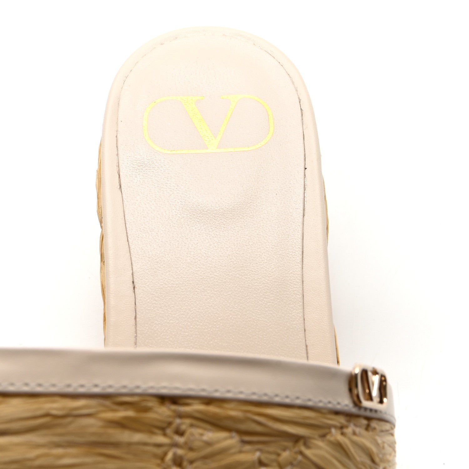 Woven Straw Flatform 25/45mm Slide Sandals 39.5 Light Ivory