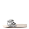 Satin Metallic Nappa Crystal Embellished Fitz Slide Sandals 39 Ivory